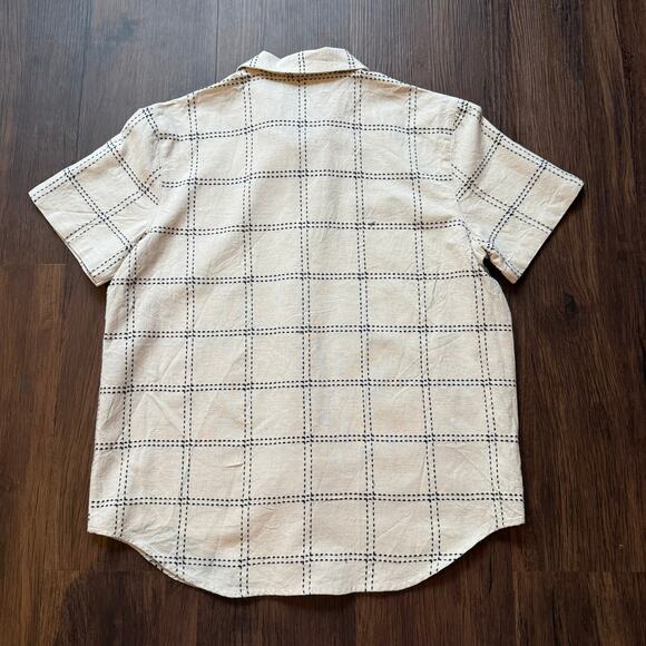 Embroidered Coastal Linen Blend Shirt Lemon Grass Petite Medium PM - Picture 3 of 10